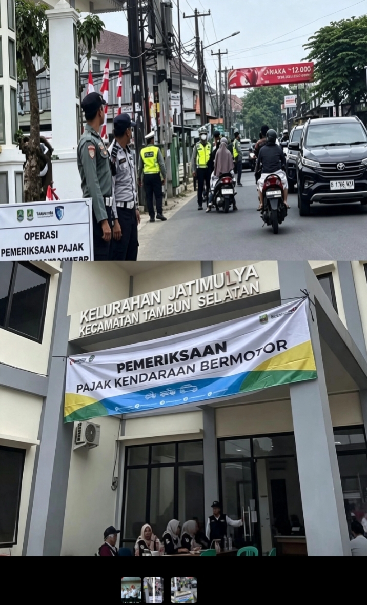 Samsat Kabupaten Bekasi Bersama Dinas Perhubungan Gelar Operasi Sosialisasi Pajak Kendaraan di Jatimulya