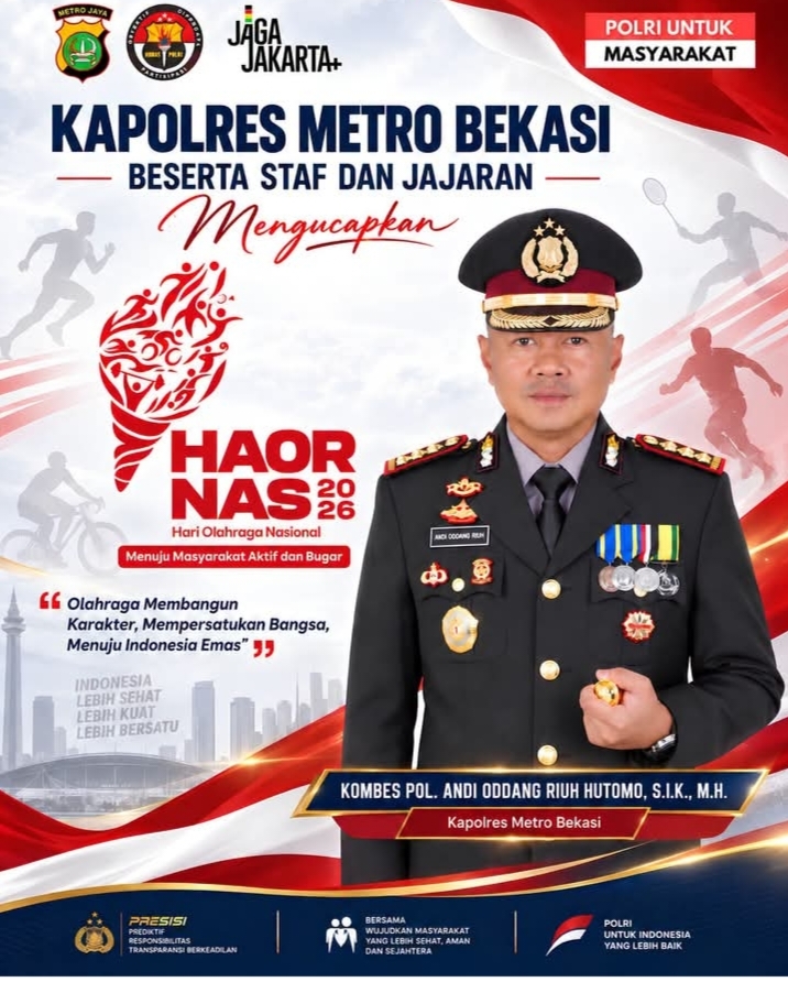 Polres Metro Bekasi Kobarkan Semangat Hari Olahraga Nasional 2026
